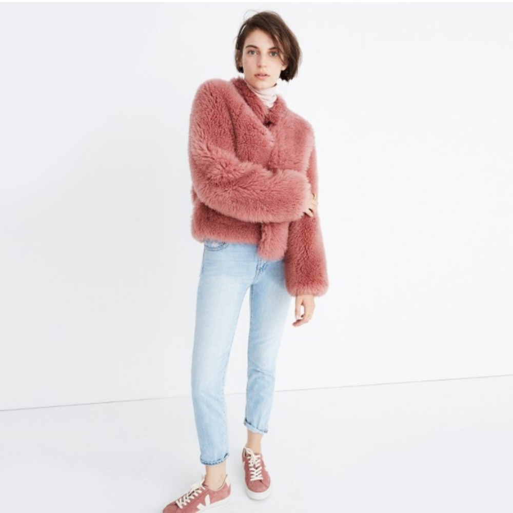 Madewell pink Mongolian shearling jacket. - Picture 6 of 6